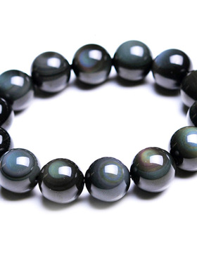 花道语阁天然彩虹眼黑曜石手链男女款情侣手串新年礼物