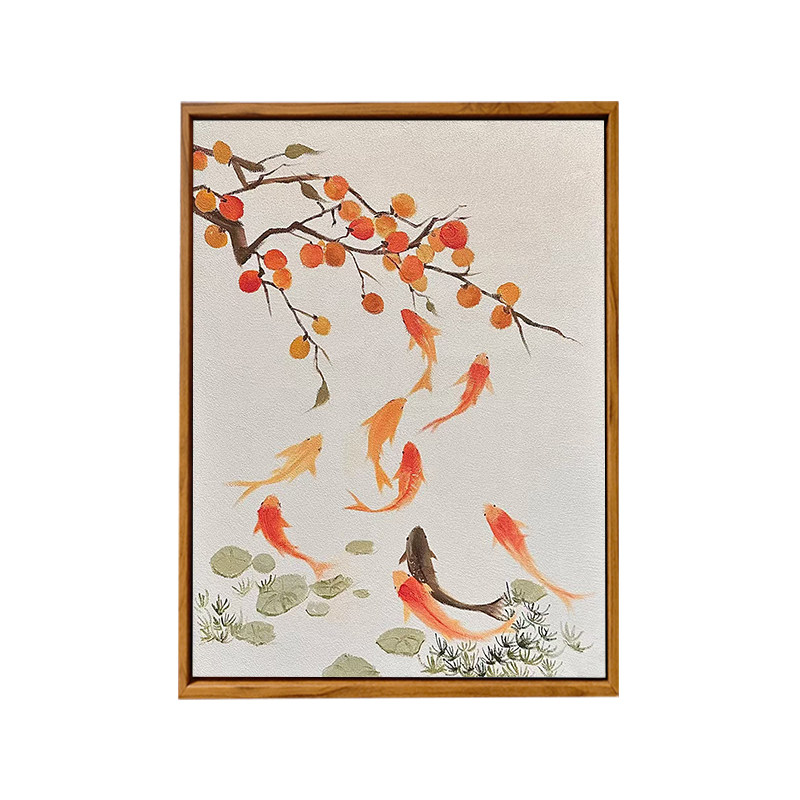 中国风九鱼图柿柿如意数字油画