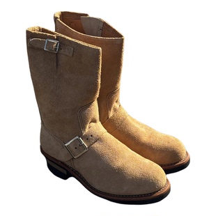 美式复古真皮机车靴男款骑士靴中筒皮靴翻毛工装靴阿美咔叽马丁靴