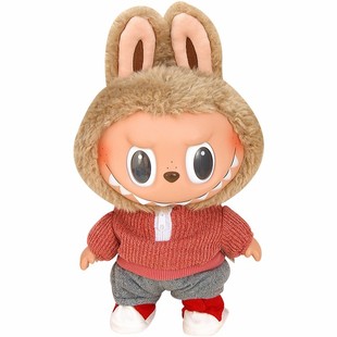 37cm搪胶拉布布衣服着替Labubu公仔休闲服娃衣替换套装鞋子包包