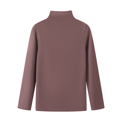 女秋冬新款磨毛秋衣高领长袖上衣内搭修身加厚保暖居家可外穿