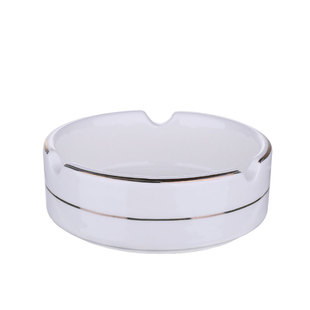 纯白色烟灰缸金边陶瓷烟灰缸酒店宾馆圆形酒吧KTV烟盅餐厅饭店