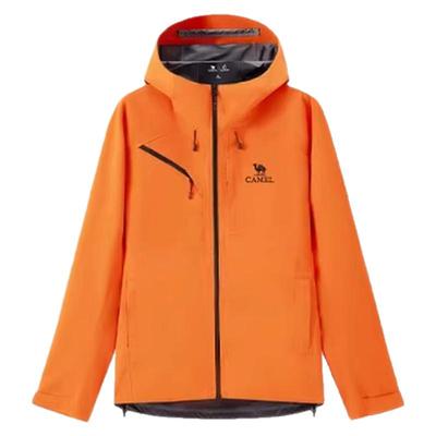 骆驼女装冲锋衣户外春秋款橙色三防登山服2025硬壳徒步连帽茄克