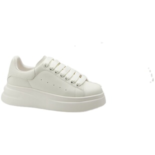 【王小毒】漫步云端●5cm厚底小白鞋女增高拼色百搭平底休闲板鞋