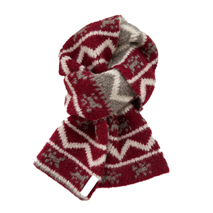 2025费尔岛红色提花围巾秋冬保暖加厚圣诞红氛围感百搭针织围脖女