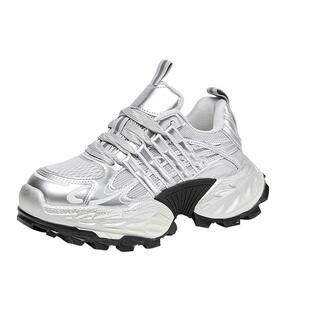 拉夏贝尔老爹鞋女2026新款春季厚底增高百搭透气网面休闲运动鞋子