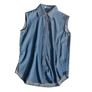 好品质卫衣叠穿伴侣假领子女背心加长假领下摆裙衬衣衬衫牛仔背心