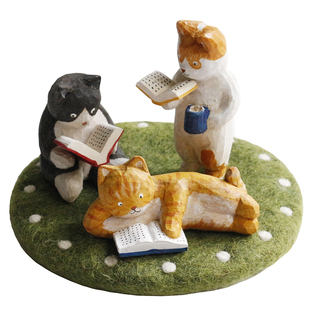 喵有型可爱小猫咪桌面装饰木雕摆件办公桌家居生日送礼物女生礼品