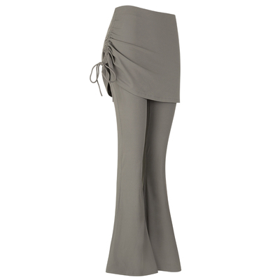 健身女孩假两件显瘦微喇瑜伽裤