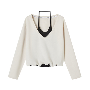 ACMEAURA韩系V领挂脖假两件套针织衫女2026新款秋冬季针织上衣女