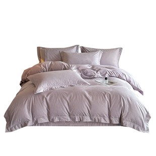 60支长绒棉床上四件套纯棉全棉秋冬季磨毛轻奢高级感提花被套床单