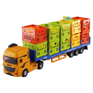 加长版水果运输车惯性玩具车儿童大卡车蔬菜货运车宝宝大汽车模型