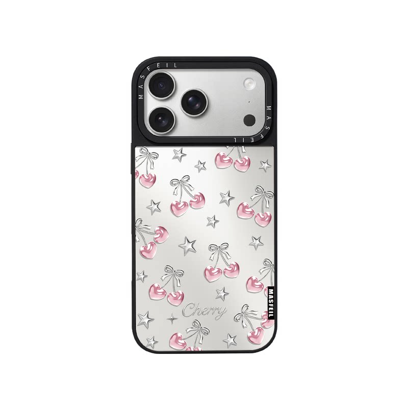 MASFEIL× 樱桃星星适用iPhone17Promax手机壳新款ip16磁吸带支架苹果18Pro套Jo5镜面高级感15可爱13pm全包14
