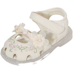 女宝宝新中式凉鞋婴儿童鞋软底学步鞋子夏季女童公主小童包头皮鞋