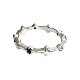 睡莲生生世世 原创设计925纯银星芒宝石元素气质戒指个性百搭尾戒