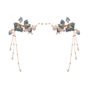 玉笙烟汉服发饰春款对夹边夹流苏步摇簪子发夹古风头饰全套配饰女