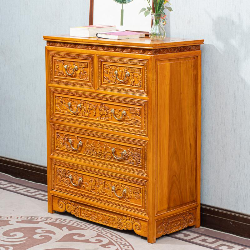 新中式香樟木三五斗柜橱全实木收纳抽屉柜卧室仿古儿童储物抽斗柜