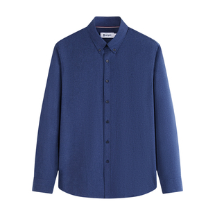 Navigare意大利小帆船蓝色磨毛长袖衬衫男士秋季新款通勤衬衣外套