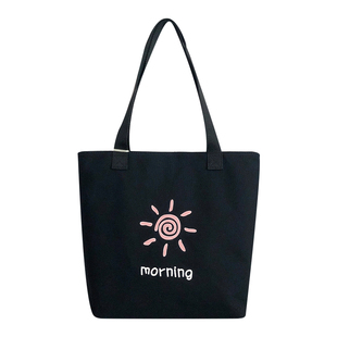 帆布包女2026新款单肩包大容量学生上课手提布袋黑色上班通勤慵懒