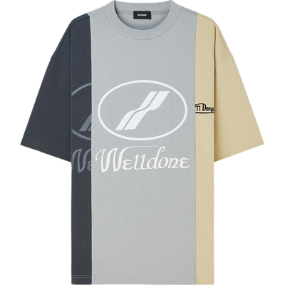we11done 春夏男女同款拼色刺绣印花棉质T恤
