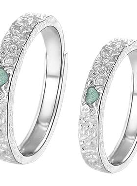 初见Cruch蓝色爱心足银对戒