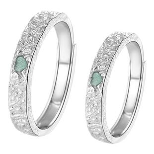 ZESHUO初见Cruch小众设计999足银情侣对戒纯银蓝爱心戒指2025新款