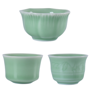 龙泉功夫青瓷小水杯单个主人杯手工陶瓷小茶碗品茗杯家用茶具茶杯