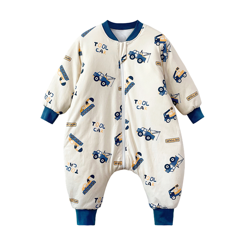 儿童连体睡衣秋冬款男女童宝宝加厚纯棉分腿睡袋婴儿防踢被子神器