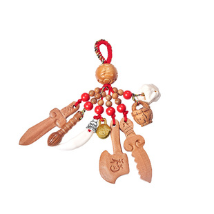 峨眉山老桃木平安挂件桃木剑宝宝挂件手机挂绳手机链儿童挂件