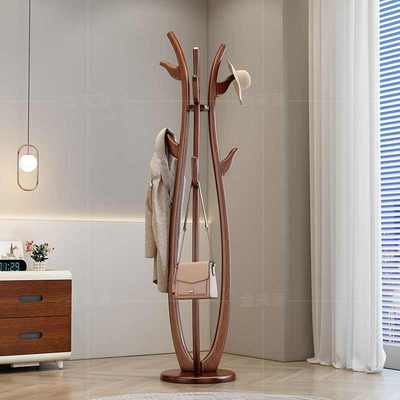 新中式实木树形衣帽架挂衣架卧室衣服架办公室简约风加高加粗落地