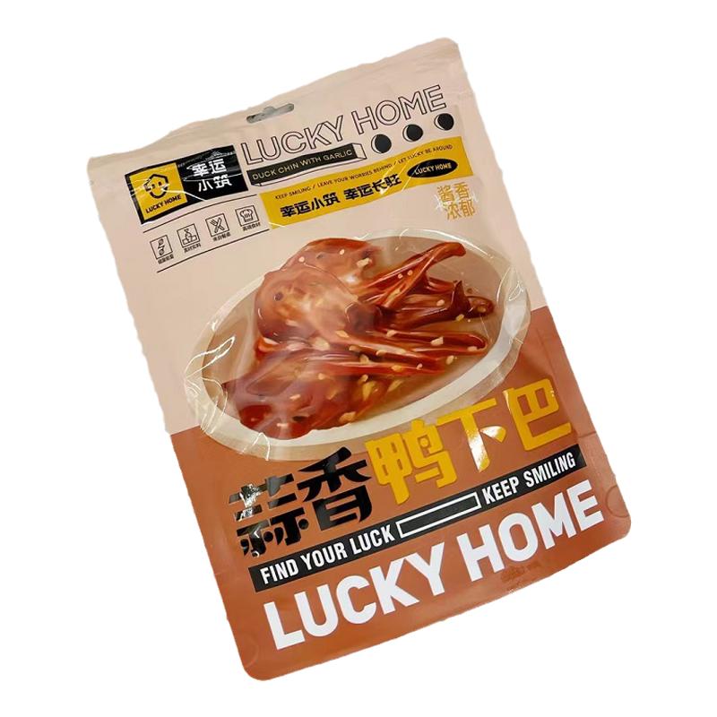幸運(yùn)小筑蒜香味鴨下巴120g鹵味鴨肉即食鴨貨鴨頭零食