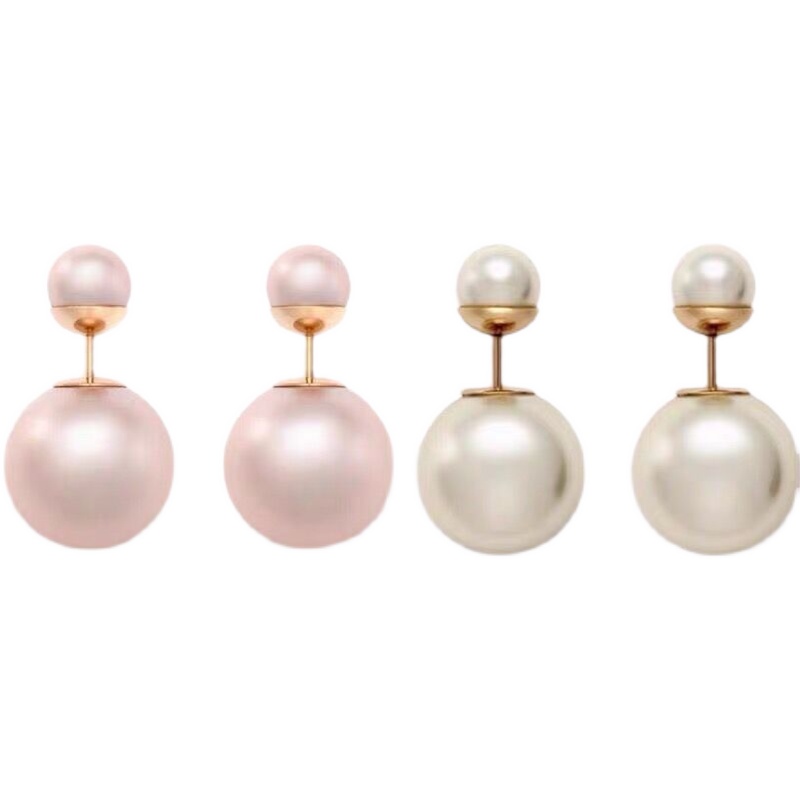 天然珍珠耳钉女前后双面简约纯银防过敏耳环气质高级网红百搭耳饰