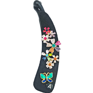 Anna Orr品牌发饰法式浪漫繁花闪钻珐琅锆石香蕉夹竖夹马尾发夹