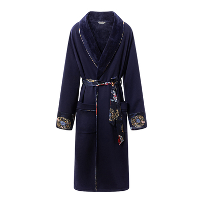 NT冬季加绒加厚棉质系带睡袍男