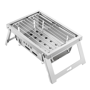 户外烧烤炉304不锈钢烧烤架家用便捷露营小号折叠卡片式无烟烤炉