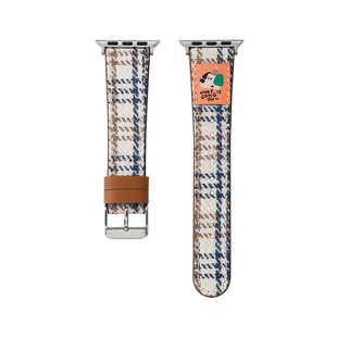 iserisewatch适用apple watch11代表带s10拼色秋冬毛呢iwatchs9/8表带苹果手表45mm格纹高级女款创意小众复古