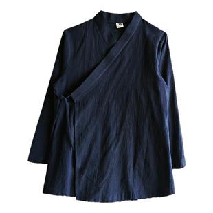 道士交领内搭男女通用纯棉打底小汉服禅意茶服中衣圆领短袖圆恤衫