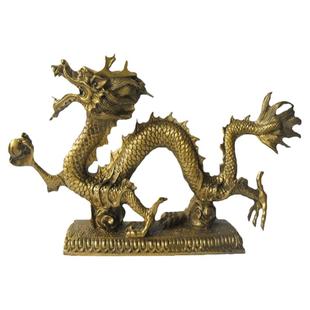 铜龙摆件黄铜生肖金龙铜制金属工艺品客厅青龙汉龙形摆设家居装饰