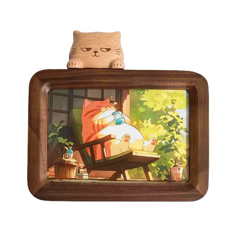 猫咪实木相框可爱摆件生日礼物