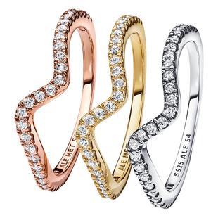 Pandora潘多拉恒耀流光戒指波浪造型百搭简约礼物