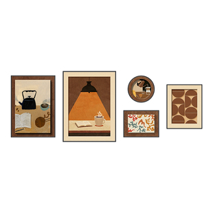 小众艺术大白墙装饰画中古风客厅沙发背景墙挂画法式复古壁画