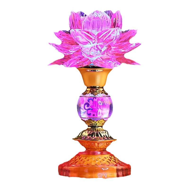 佛前仿水晶莲花灯佛供灯长明灯佛台供佛灯led七彩家用佛灯佛堂灯