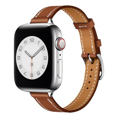 适用iwatch小牛皮表带小蛮腰细款