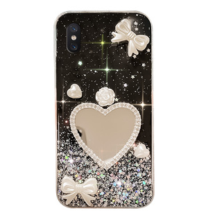 透明奢华高级感带镜子适用iPhone苹果X手机壳xsmax硅胶xr新款8plus补妆镜i7全包6sp新品se3/2防摔5s带手链14