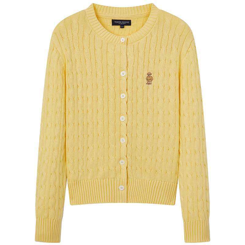 【赵露思同款】TeenieWeenie小熊女针织衫26春新款复古绞花开衫