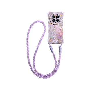 蝴蝶GGUU适用荣耀magic8手机壳magic8pro新款保护套magic8mini轻奢腕带支架可背斜挎长挂绳硅胶女全包外防摔