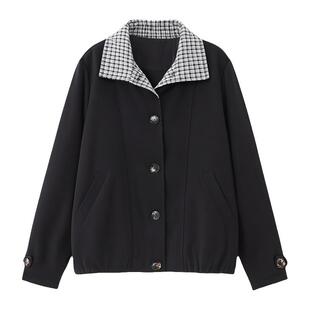 采多宝大码女装胖mm2025冬季新款翻领短款间棉加厚正肩夹克外套