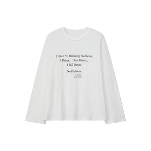 CountryMoment竹节棉字母印花长袖T恤女春秋季宽松显瘦打底衫上衣