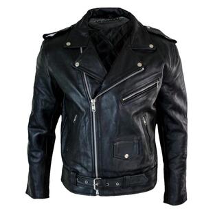 英国代购Biker◇手作白兰度经典复古男士黑色真皮机车夹克皮衣