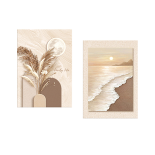 奶油风卧室床头装饰画高级感餐厅背景墙壁画抽象艺术主卧房间挂画